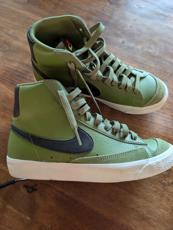Nike Other - Boys Nike Olive Green High-Top Sneakers with Black Swoosh